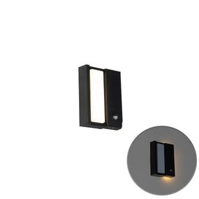 Moderné vonkajšie nástenné svietidlo čierne IP44 s pohybovým senzorom - Spiare