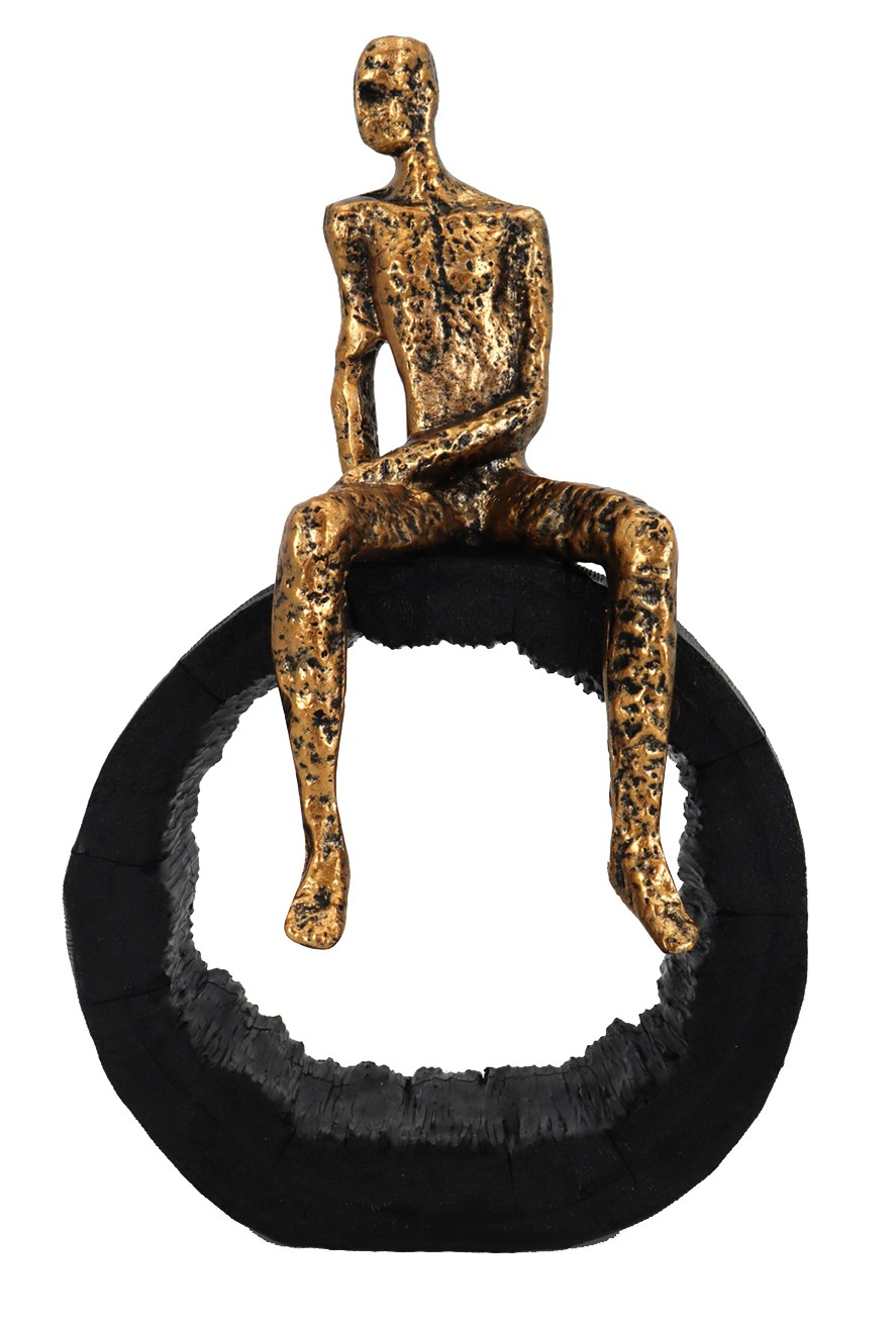Dekoračná soška Postava sediaca na kruhu, zlatá