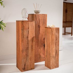 Odkladací stolík 3 ks BOREAS Dekorhome Mangovníkové drevo