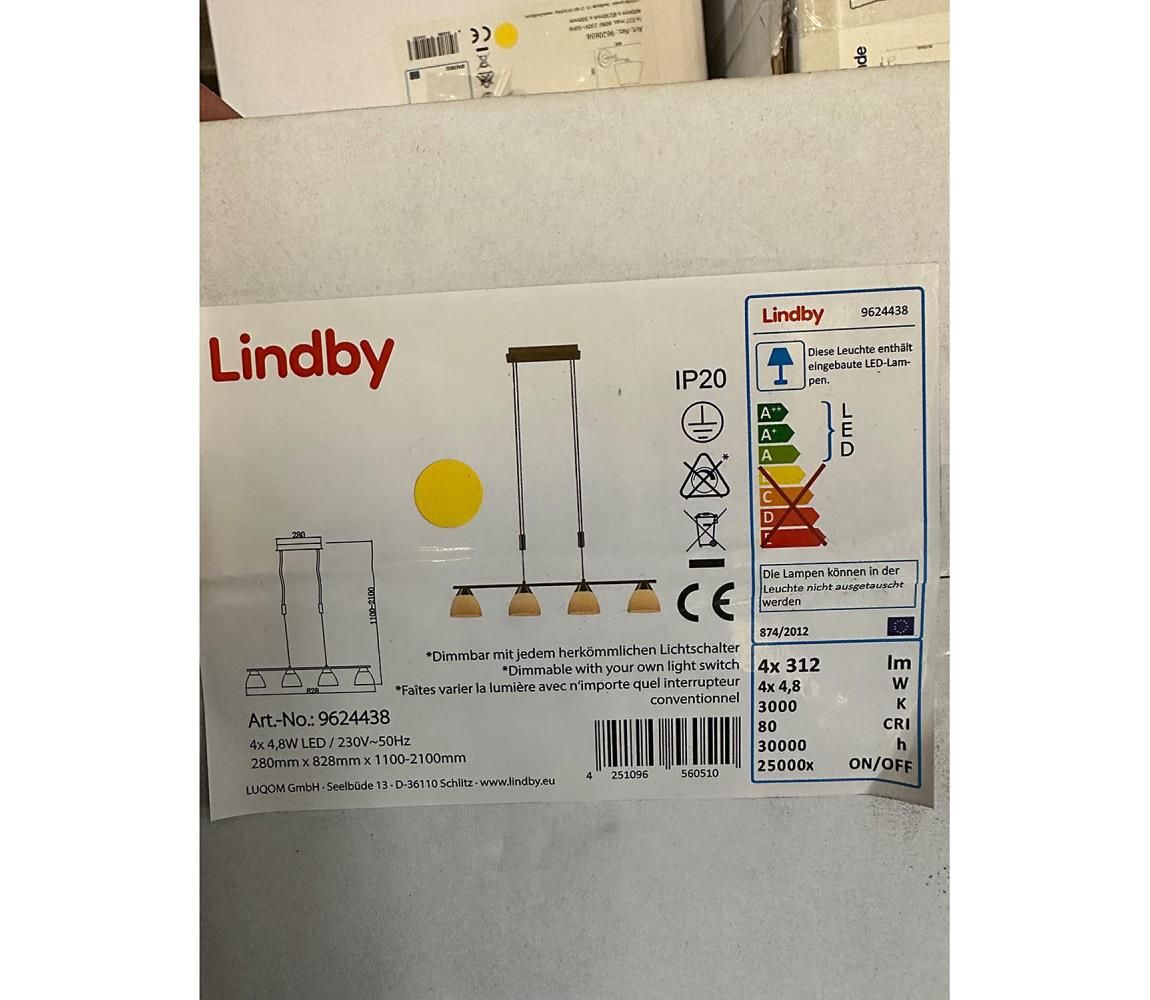Lindby - LED Stmievateľný luster na lanku CERSEI 4xLED/4,8W/230V