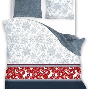 DomTextilu Bavlnené posteľné vianočné obliečky s nádherným vzorom a detailom sobov 48597-222011