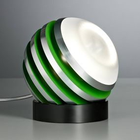 TECNOLUMEN Bulo – stolná LED lampa zelená, Obývacia izba / jedáleň, hliník, sklo, akryl, 7.84W