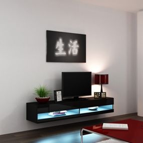 TV stolík na stenu Vigo New 180 - čierna / čierny lesk