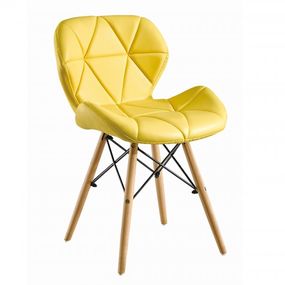 VerDesign, DORSET čalúnená stolička, žltá ekokoža,masív