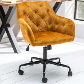 Dizajnová kancelárska stolička Kiara horčicový zamat