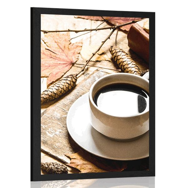 Plagát šálka kávy v jesennom nádychu - 60x90 silver