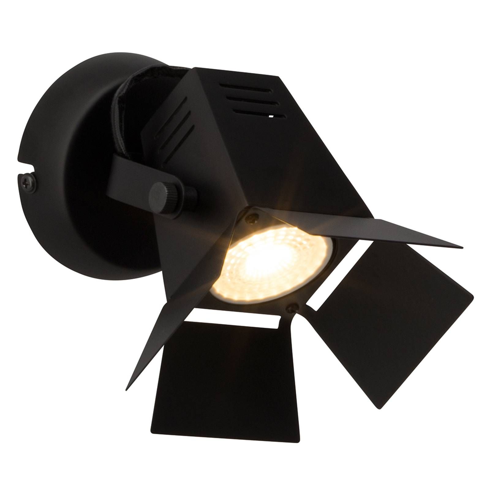 Brilliant Technicky pôsobiace nástenné LED Movie čierne, Obývacia izba / jedáleň, kov, GU10, 5W, L: 14 cm, K: 15cm