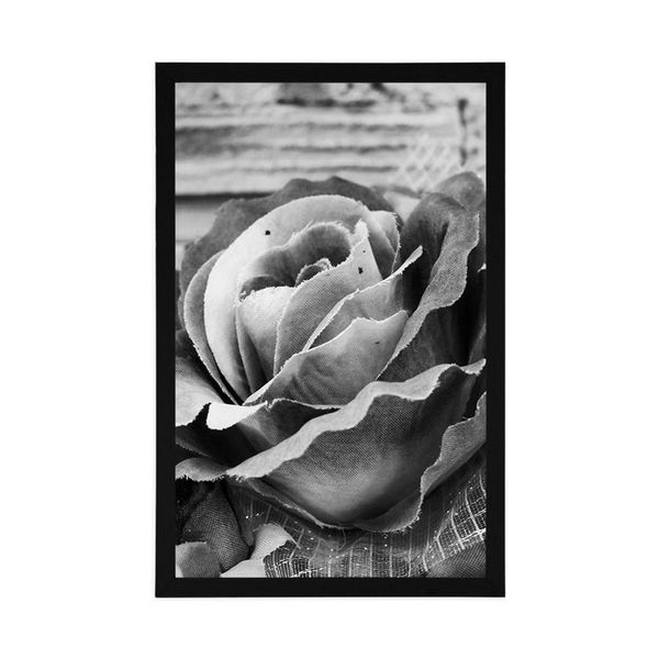Plagát elegantná vintage ruža v čiernobielom prevedení - 20x30 black