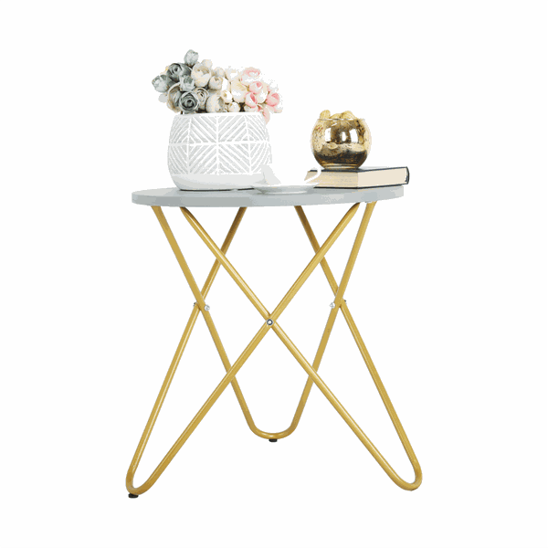 Príručný stolík, sivá/zlatý náter, RONDEL