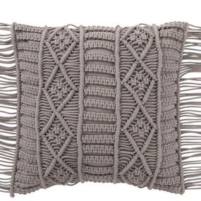 Vankúš macramé Taupe so strapcami - 45 * 45 cm