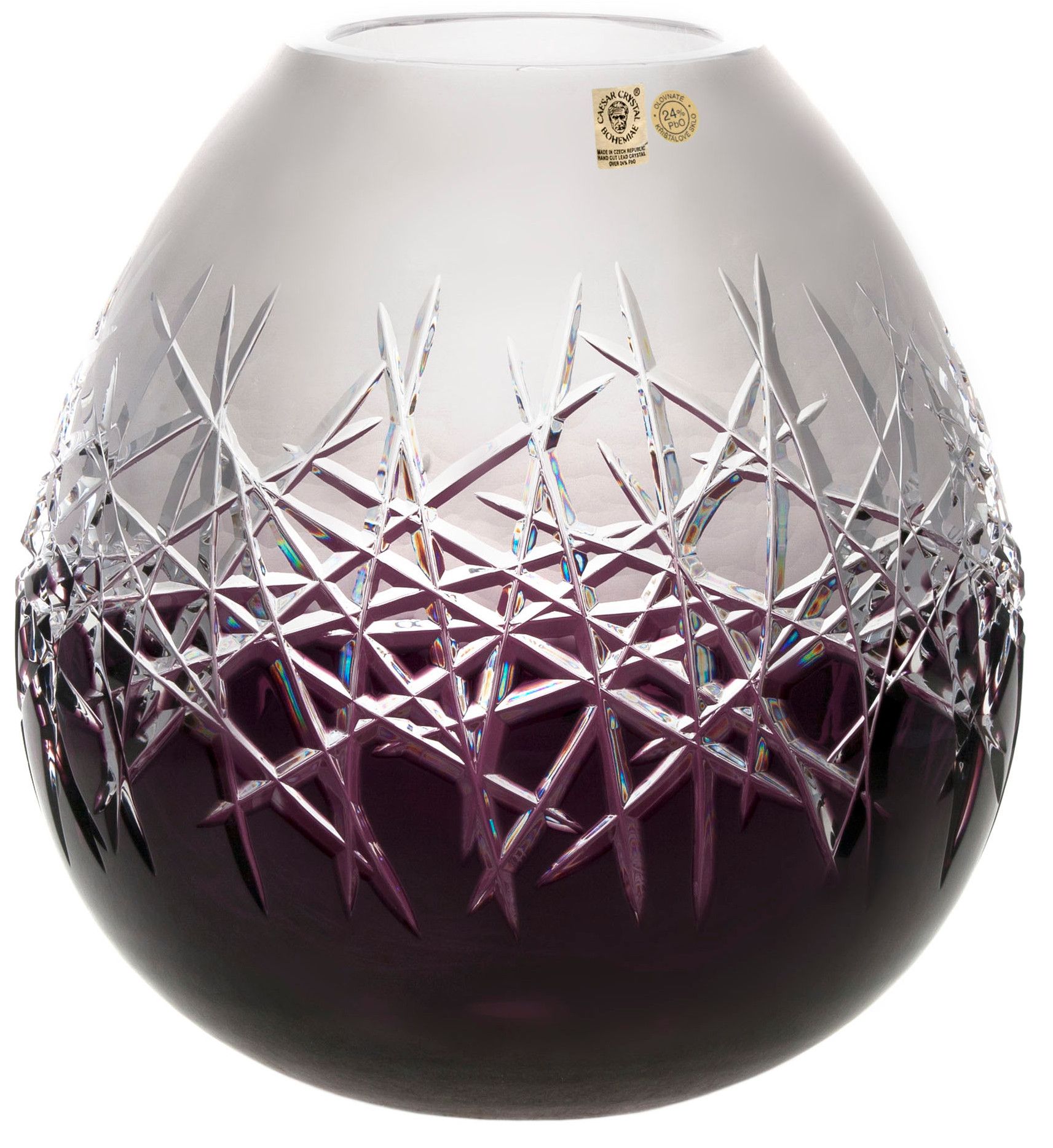 Krištáľová váza Hoarfrost, farba fialová, výška 280 mm