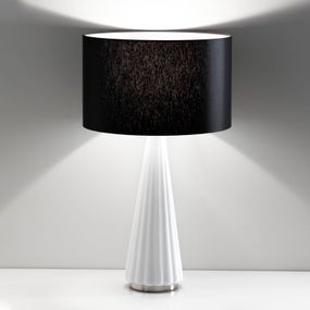 Selène Stolná lampa Costa Rica tienid. čierne podst.biely, Obývacia izba / jedáleň, textil, sklo, E27, 42W, K: 68cm