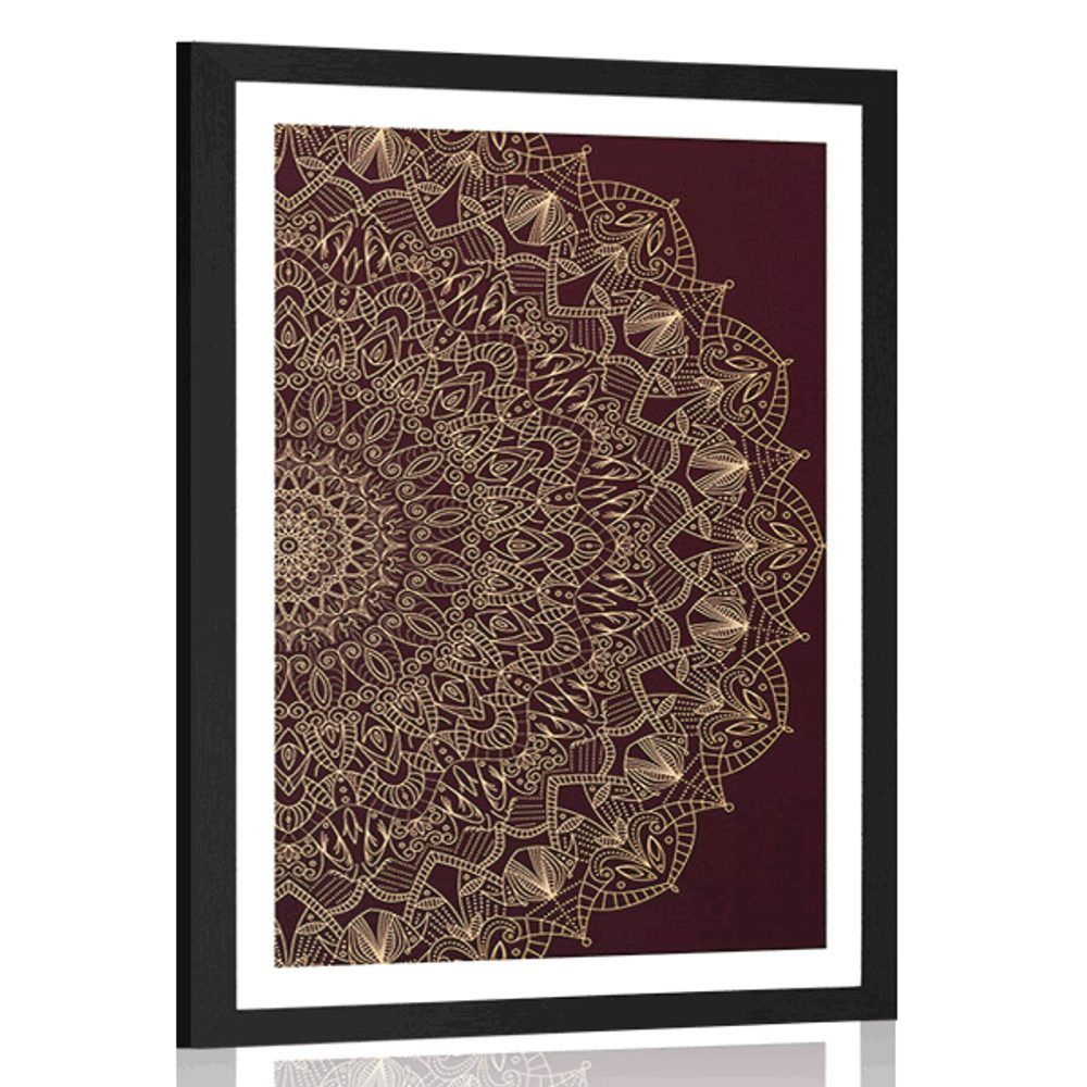 Plagát s paspartou detailná ozdobná Mandala - 30x45 black