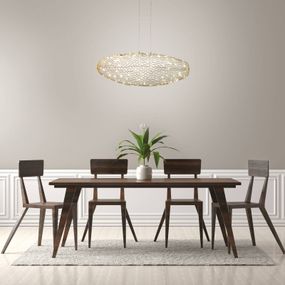 Fabas Luce Závesné LED Sumter, stmievateľné, oválne, zlatá, Obývacia izba / jedáleň, kov, 18W, P: 80 cm, L: 35 cm, K: 30cm
