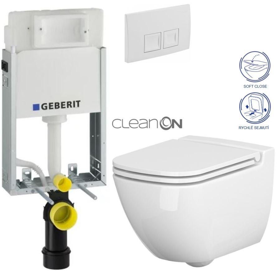 GEBERIT KOMBIFIXBasic vr. bieleho tlačidla DELTA 50 + WC CERSANIT CLEANON CASPIA + SEDADLO 110.100.00.1 50BI CP1