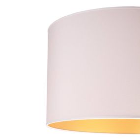 Euluna Závesná lampa Roller biela/zlatá, Ø 45 cm, 2-pl., Obývacia izba / jedáleň, syntetické vlákno-textil, E27, 40W, P: 117 cm, L: 45 cm, K: 25cm