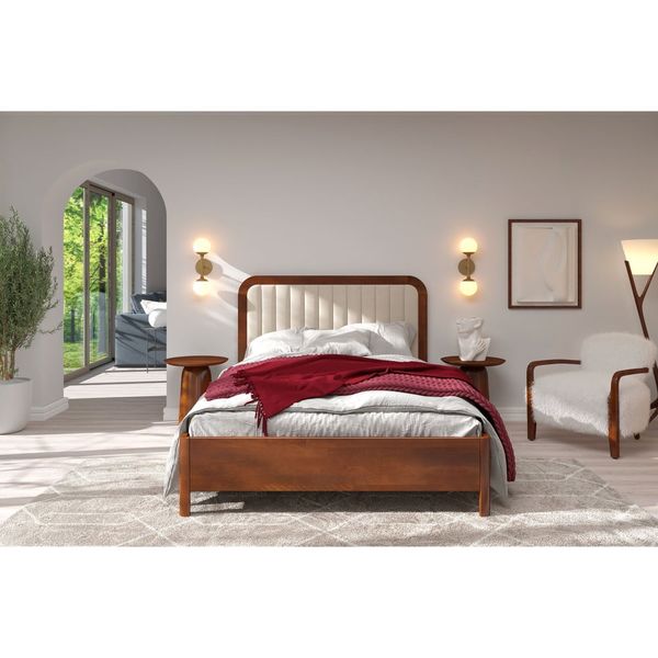 Svetlohnedá dvojlôžková posteľ z bukového dreva Skandica Visby Modena, 200 x 200 cm