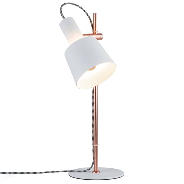 Paulmann Haldar stolná lampa v bielej, Obývacia izba / jedáleň, kov, textil, E14, 20W, K: 46cm