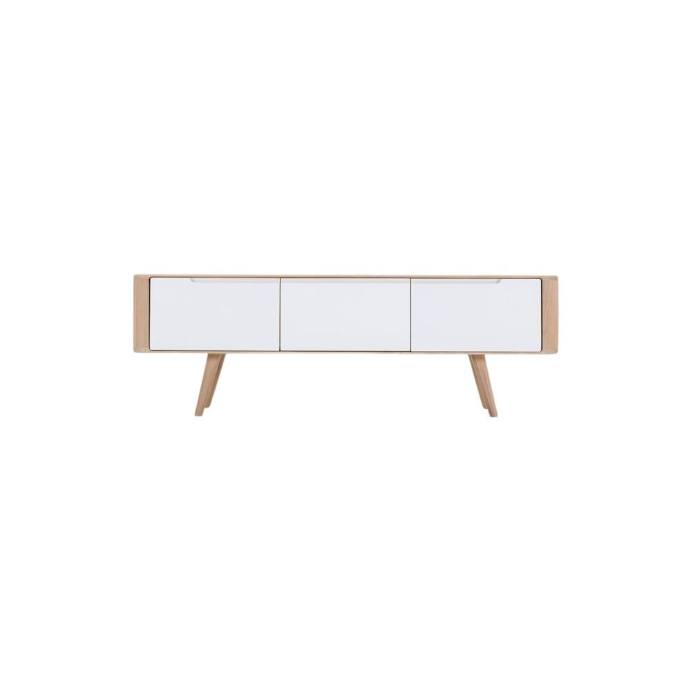 Televízny stolík z dubového dreva Ena, 135 × 55 × 45 cm