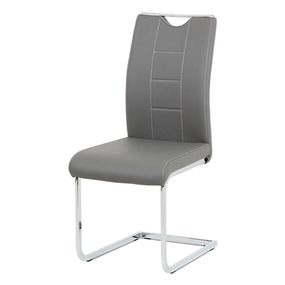 Autronic -  Jedálenská stolička DCL-411 GREY sivá koženka / chróm