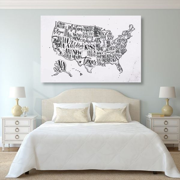 Obraz na korku náučná mapa USA s jednotlivými štátmi v inverznej podobe - 90x60  metallic