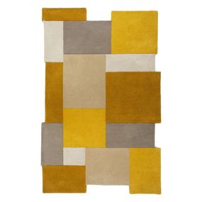 Flair Rugs koberce Ručne všívaný kusový koberec Abstract Collage Ochre / Natural - 90x150 cm