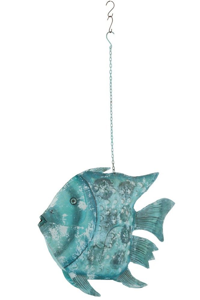 Modrý závesný svietnik veliká ryba Fish Sphere - 78 * 17 * 129 (64) cm
