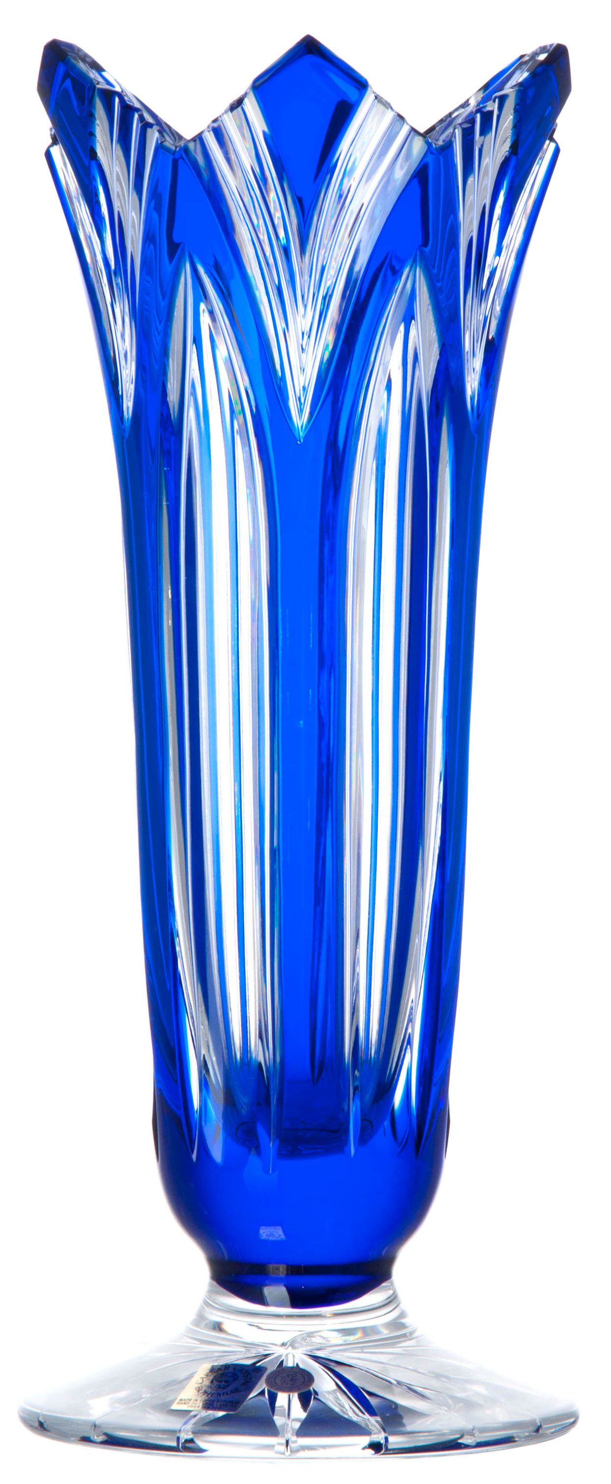 Krištáľová váza Lotos, farba modrá, výška 280 mm