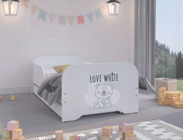 DomTextilu Úchvatná detská posteľ s rozkošným medvedíkom 160 x 80 cm  Biela 46830