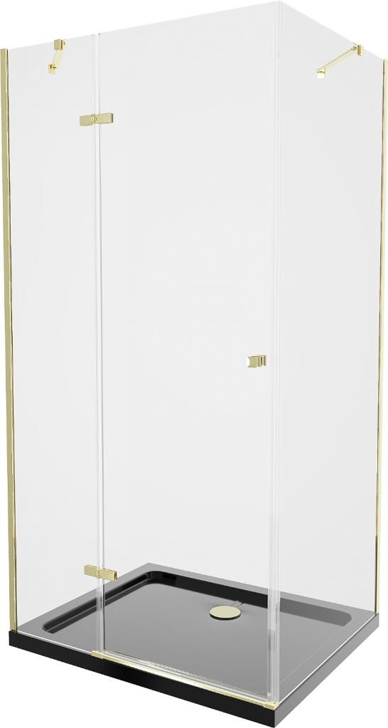 MEXEN/S - Roma sprchovací kút 100x90 cm, transparent, zlatá + čierna vanička so sifónom 854-100-090-50-00-4070G