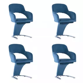 Jedálenská stolička 4 ks zamat / chróm Dekorhome Modrá