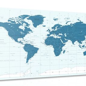 Obraz politická mapa sveta v modrej farbe