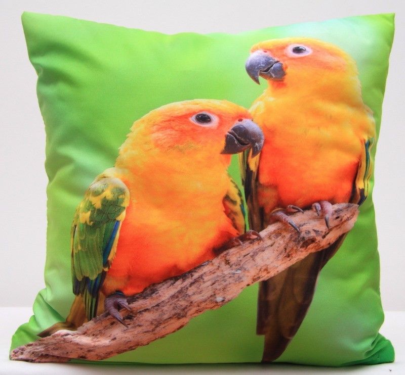 DomTextilu Zelená obliečka na vankúše s oranžovými papagájmi 40x40 cm Zelená 3142-147286