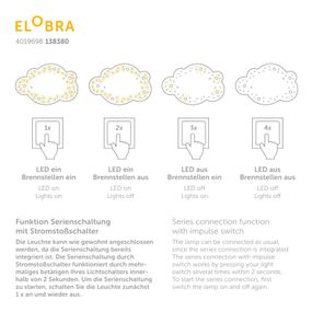 Elobra Stropné Obrázkový oblak Lillifee Nočná obloha, Detská izba, drevo, plast, E14, 40W, P: 75 cm, L: 50 cm, K: 8cm