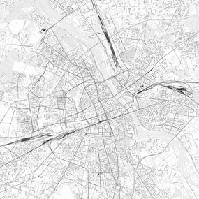 Warszawa - czarno-biała mapa miasta - fototapeta FS3337