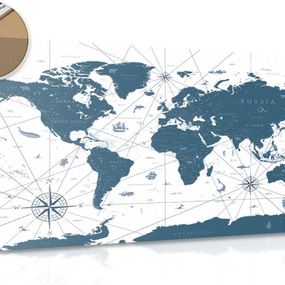 Obraz na korku mapa v modrom prevedení