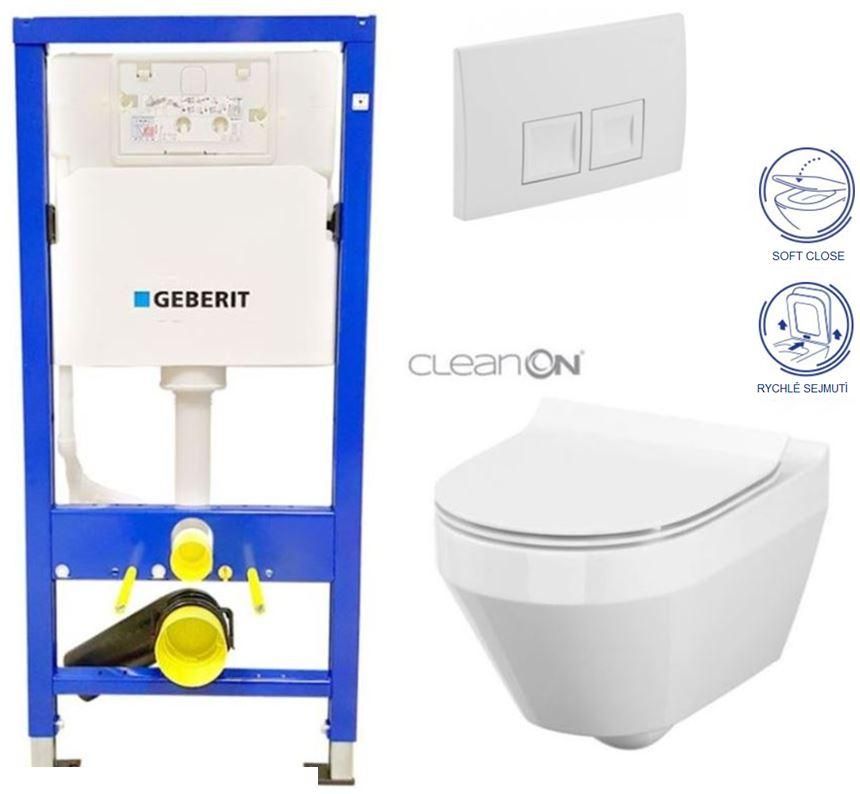 GEBERIT DuofixBasic s bielym tlačidlom DELTA50 + WC CERSANIT CLEANON CREA OVÁL + SEDADLO 458.103.00.1 50BI CR1