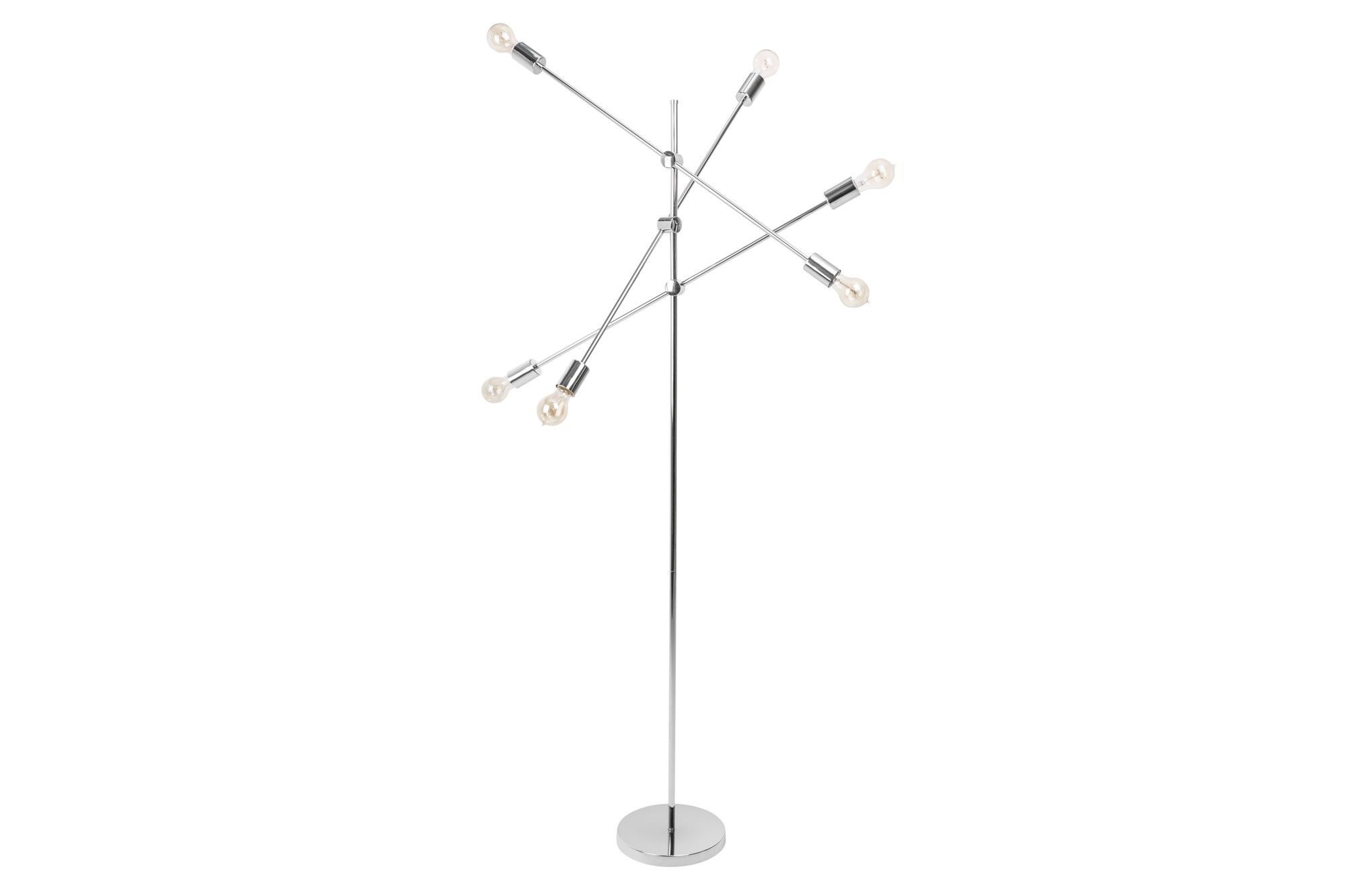 Estila Moderná stojaca lampa Elke s nastaviteľnými ramenami v striebornom prevedení 163cm