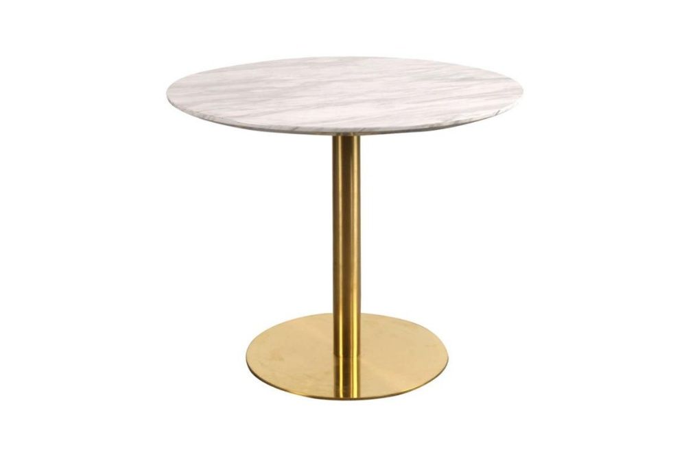 Okrúhly jedálenský stôl Kane 90 cm imitácia mramor / mosadz