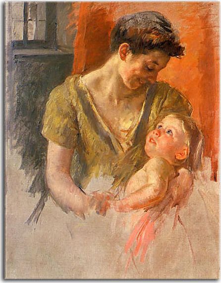 Mother and Child Smiling at Each Other - Mary Cassatt Obraz zs17626