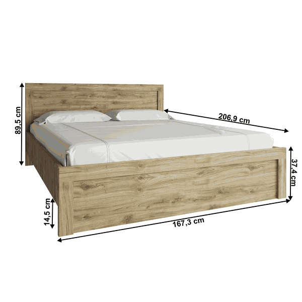 Manželská posteľ, 160x200, dub navarra, DORSI