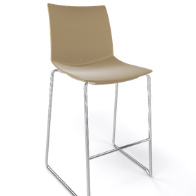 GABER - Barová stolička KANVAS ST 66 - nízka, svetlohnedá/chróm