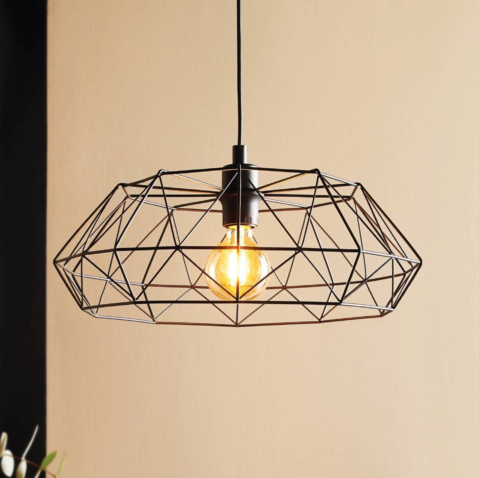 EGLO Závesná lampa Carlton 2, čierna Ø 45, 5 cm, Obývacia izba / jedáleň, kov, E27, 60W