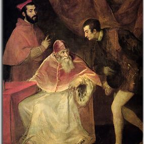 Tizian obraz - Portrait of Pope Paul III, Cardinal Alessandro Farnese and Duke Ottavio Farnese zs18332