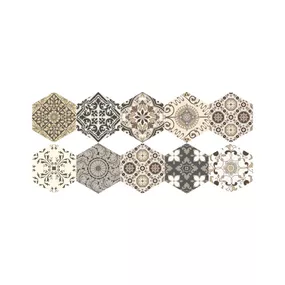 Sada 10 samolepiek na podlahu Ambiance Floor Stickers Hexagons Luiza, 40 × 90 cm