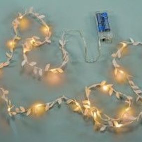 Vianočné LED osvetlenie - látkové lístky, 20 LED,teple biela