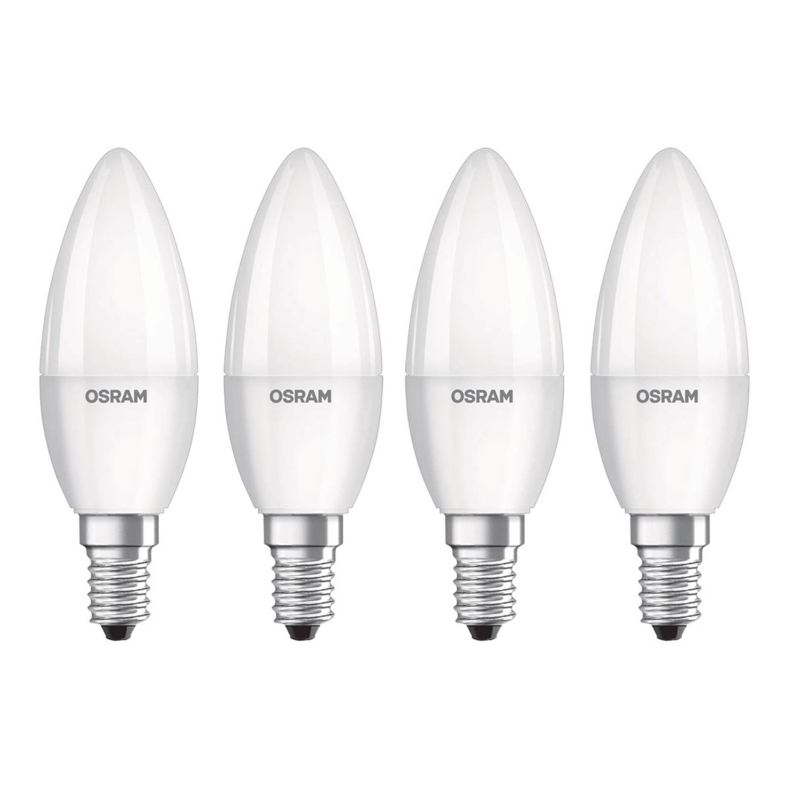 OSRAM LED sviečka E14 Base retro 4, 9W 4 ks 2 700K, E14, 4.9W, Energialuokka: F, P: 10.6 cm