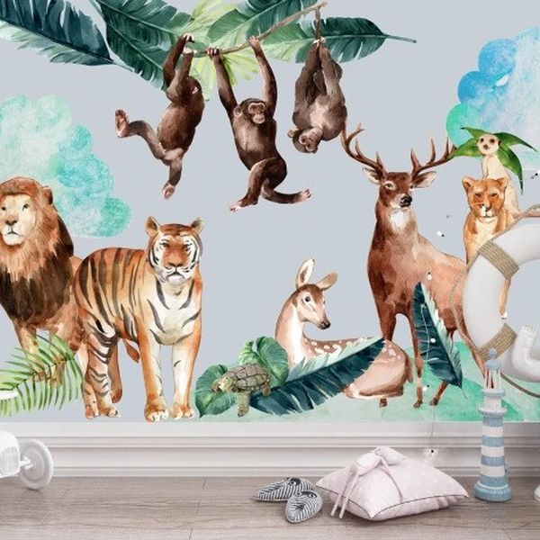 DomTextilu Nálepka na stenu zvieratká zo zoologickej záhrady 120 x 240 cm