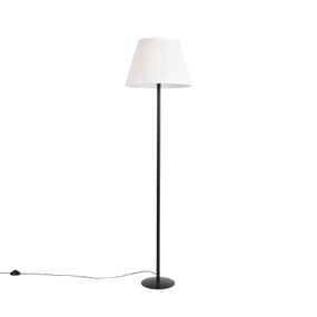 Moderná stojaca lampa čierna s bielym skladaným tienidlom 45 cm - Simplo