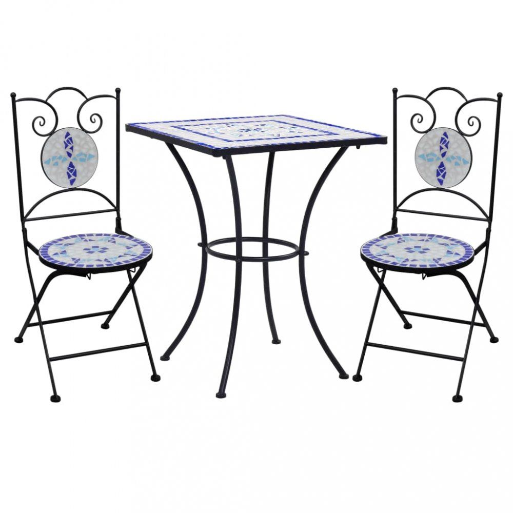 Mozaikový bistro set 3 ks Dekorhome Biela / modrá